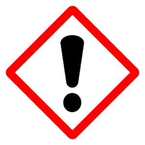 Pictograma GHS07: nocivo o irritante. Signo de exclamacion sobre rombo rojo.